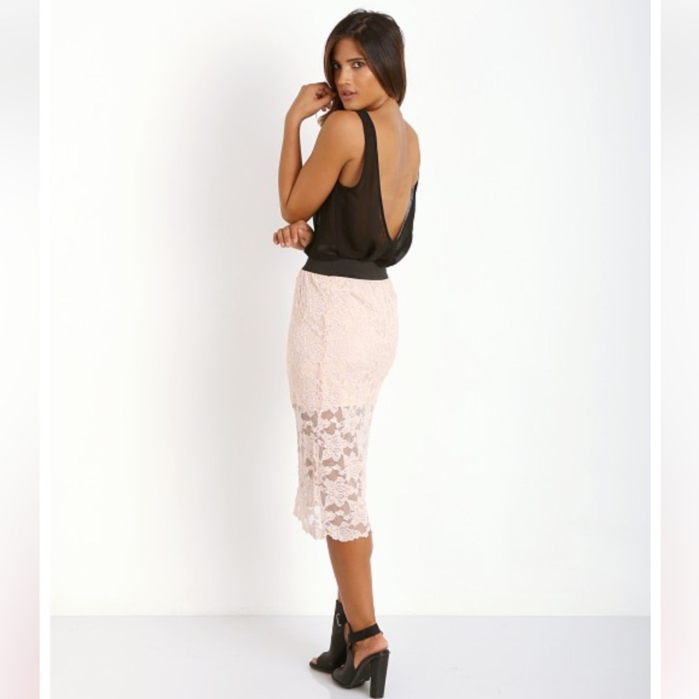 Free People Blush Lace Pencil Skirt Size XS - Picture 4 of 9